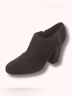 Prada Brown Suede Block Heel Ankle Boot